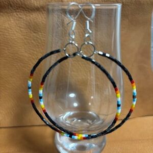 Beaded Hoop Earrings with Sterling Silver Shepherds Hooks. 3” length.
